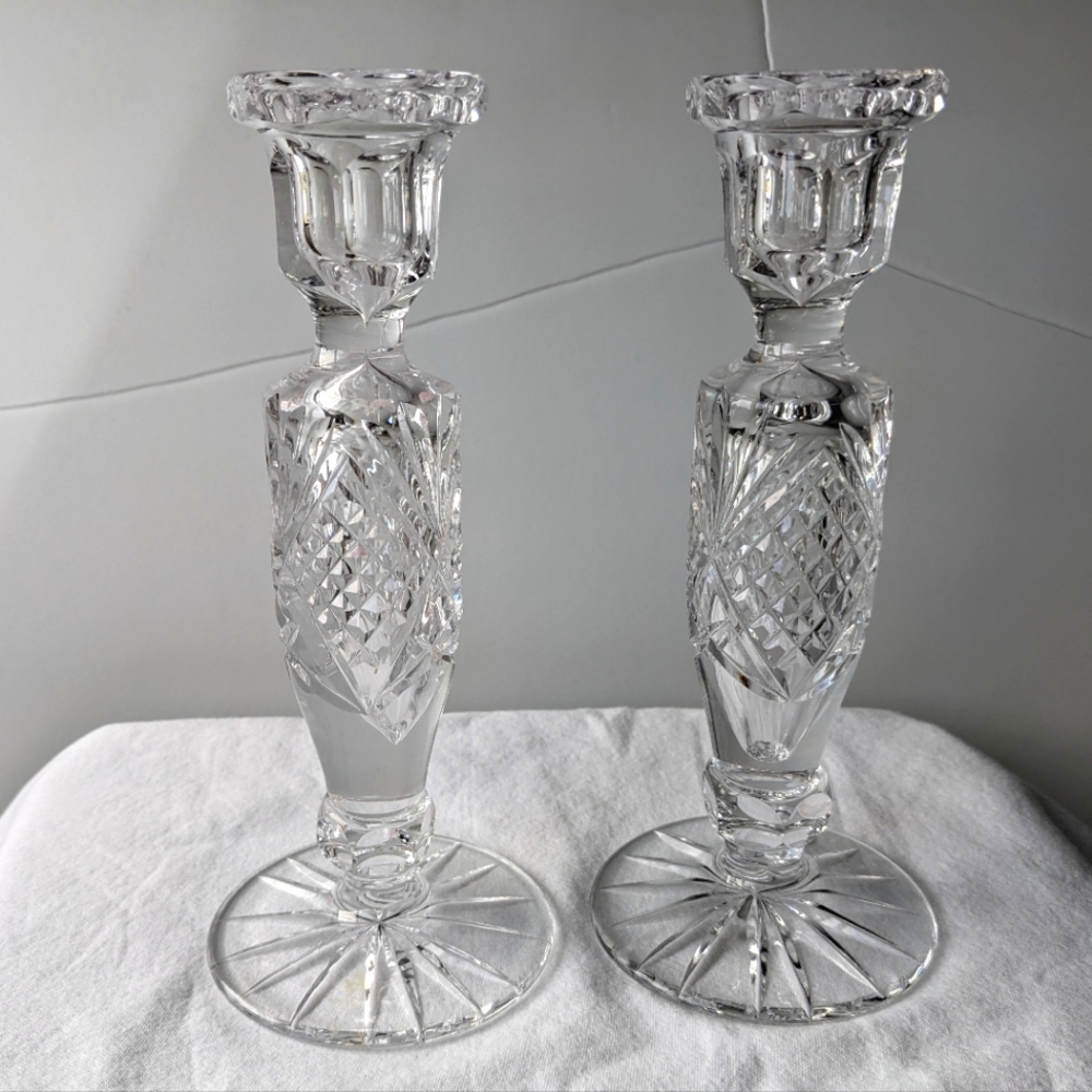 Wedgwood Galway Irish Crystal Candlestick Holders - 2
